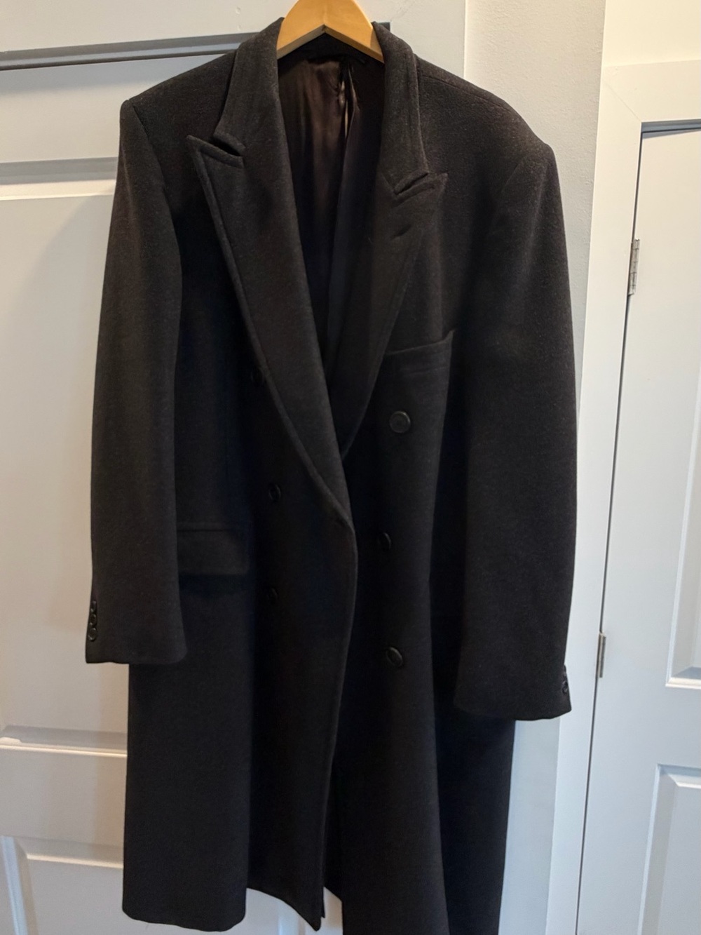 Hickey Freeman Black Double-Breasted Pea Coat
